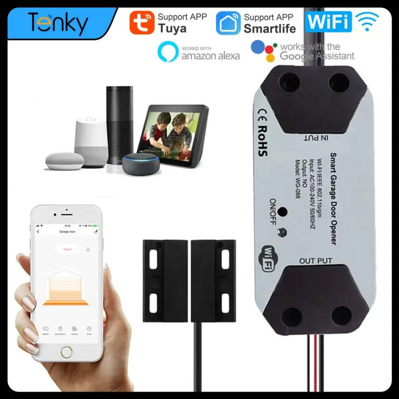 

Tuya WiFi Switch Smart Garage Door Opener Controller Work With Alexa Echo Google Home SmartLife APP Control No Hub Require