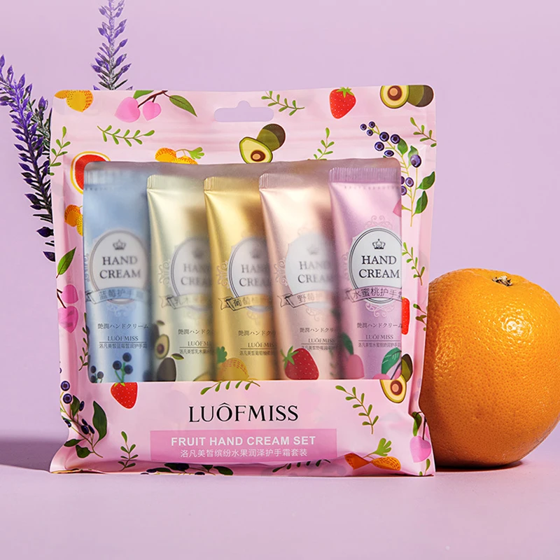 Juego de crema de manos con fragancia de frutas y plantas, 5 uds., crema hidratante para manos, cuidado de las manos, blanqueamiento, cuidado de la piel Anti Chap para las manos