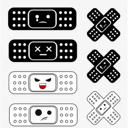 7PCS Cartoon Band Aid Car Stickers Waterproof DIY Auto Bumper Trunk Window Bandage Cover Scratches Decals Funny Decoration