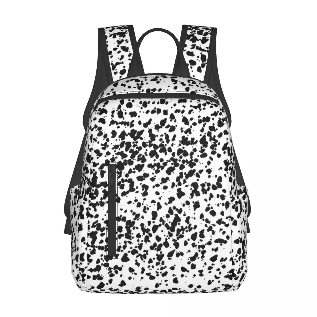 ダルメシアン犬のテクスチャバックパックデイパック大容量キッズブックバッグスクールバッグショルダーバッグ男性女性用