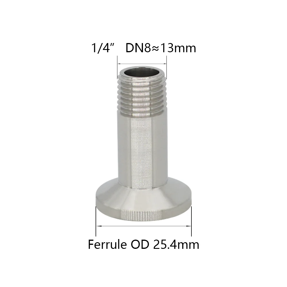 YQBS ذكر الخيوط 1/4 "3/8" 1/2 "إلى ثلاثي المشبك الطويق 304 تركيب أنابيب الفولاذ المقاوم للصدأ الصحية #4