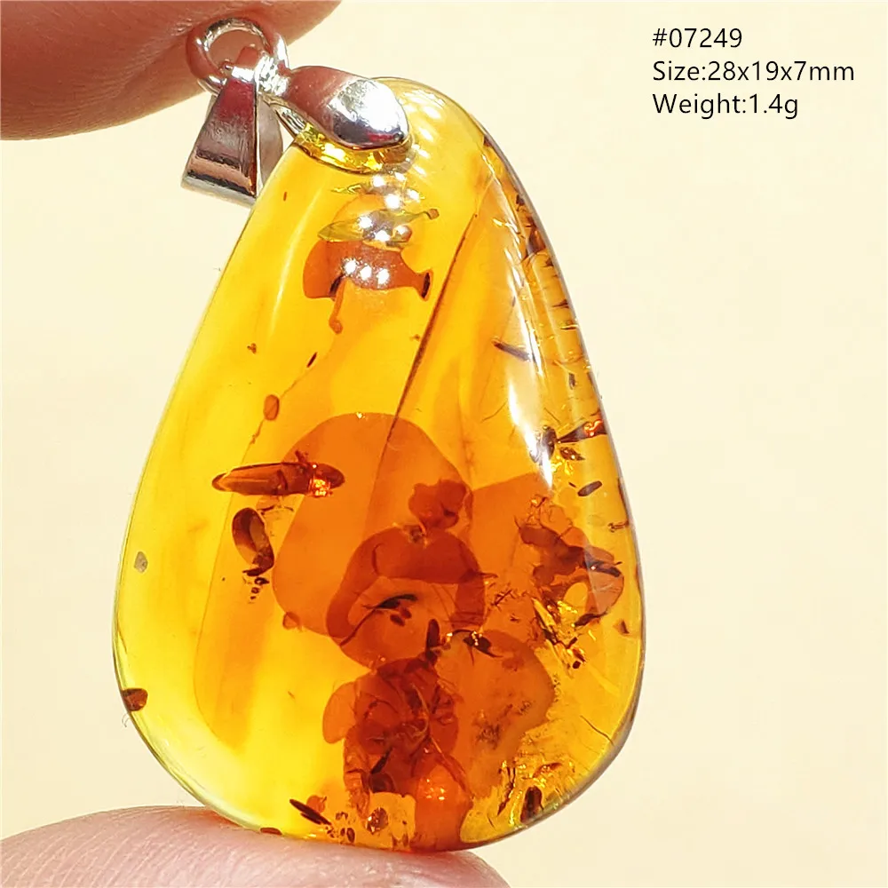 Genuine Natural Yellow Piebald Amber Pendant Necklace Jewelry Water Drop Amber Necklace Beads Healing Stone AAAAAA