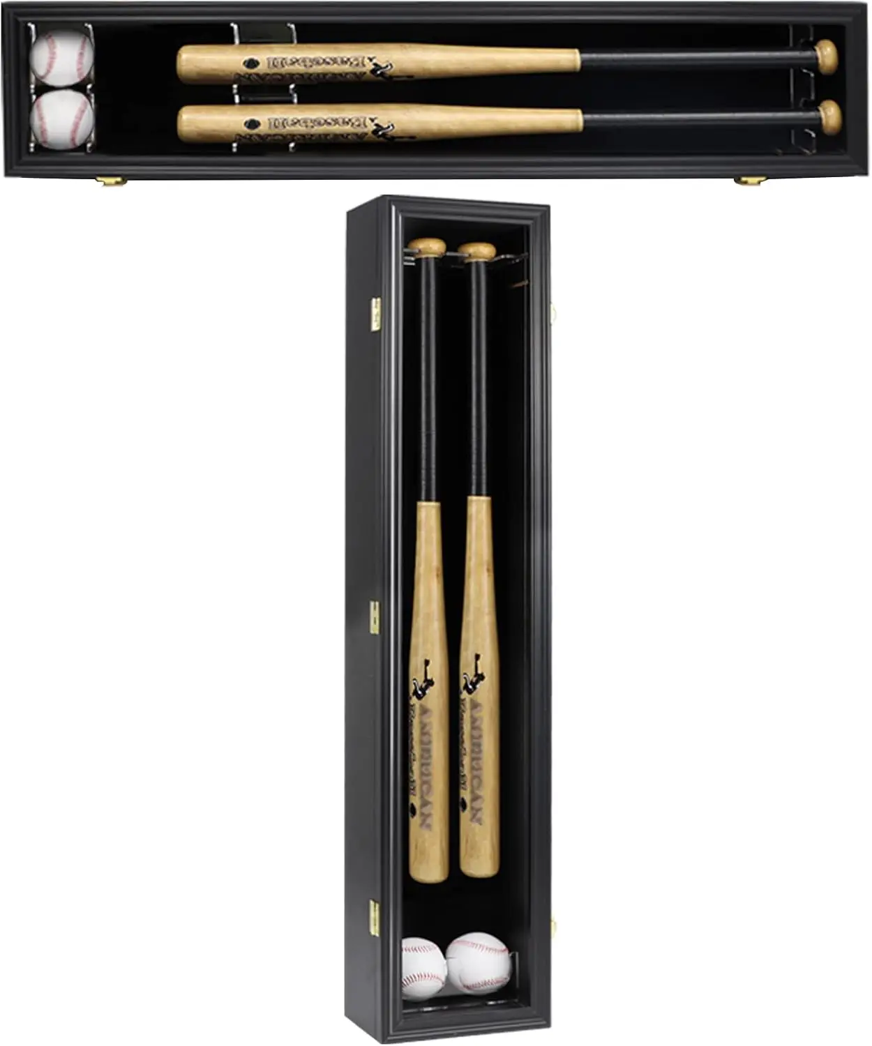 

Wooden Baseball Bat Display Case with Acrylic Door, UV Protection & Lock, Wall Mounted for Horizontal or Vertical Display