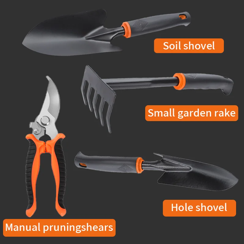 Gardening four pieces set, garden supplies, pvc covered rubber, handle material PP+ABS, durable, easy to grow plants