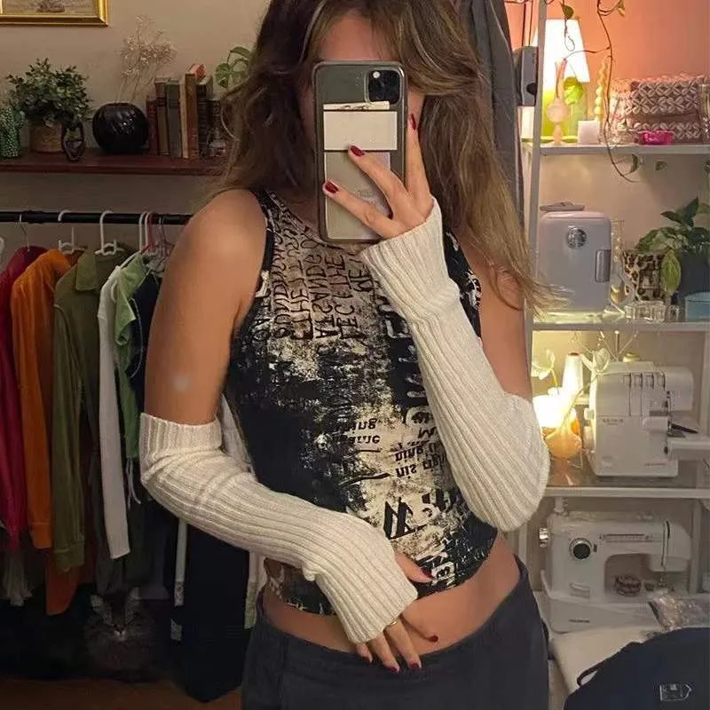 

Y2k Women Arm Warmers Knitted Woolen Long Fingerless Gloves Sleeve Female Anime Mittens Casual Soft Wrist Sleeves Winter Gift