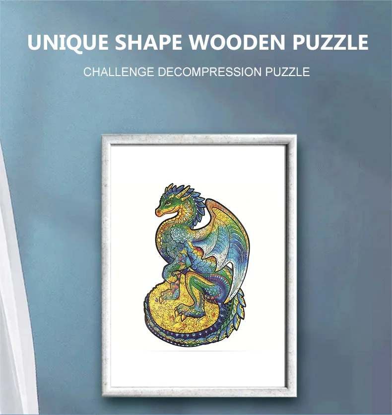 Forma unica Animale Puzzle in legno Drago pterosauro Divertimento sorprendente Gioco fai da te Artigianato a forma di regalo di Capodanno