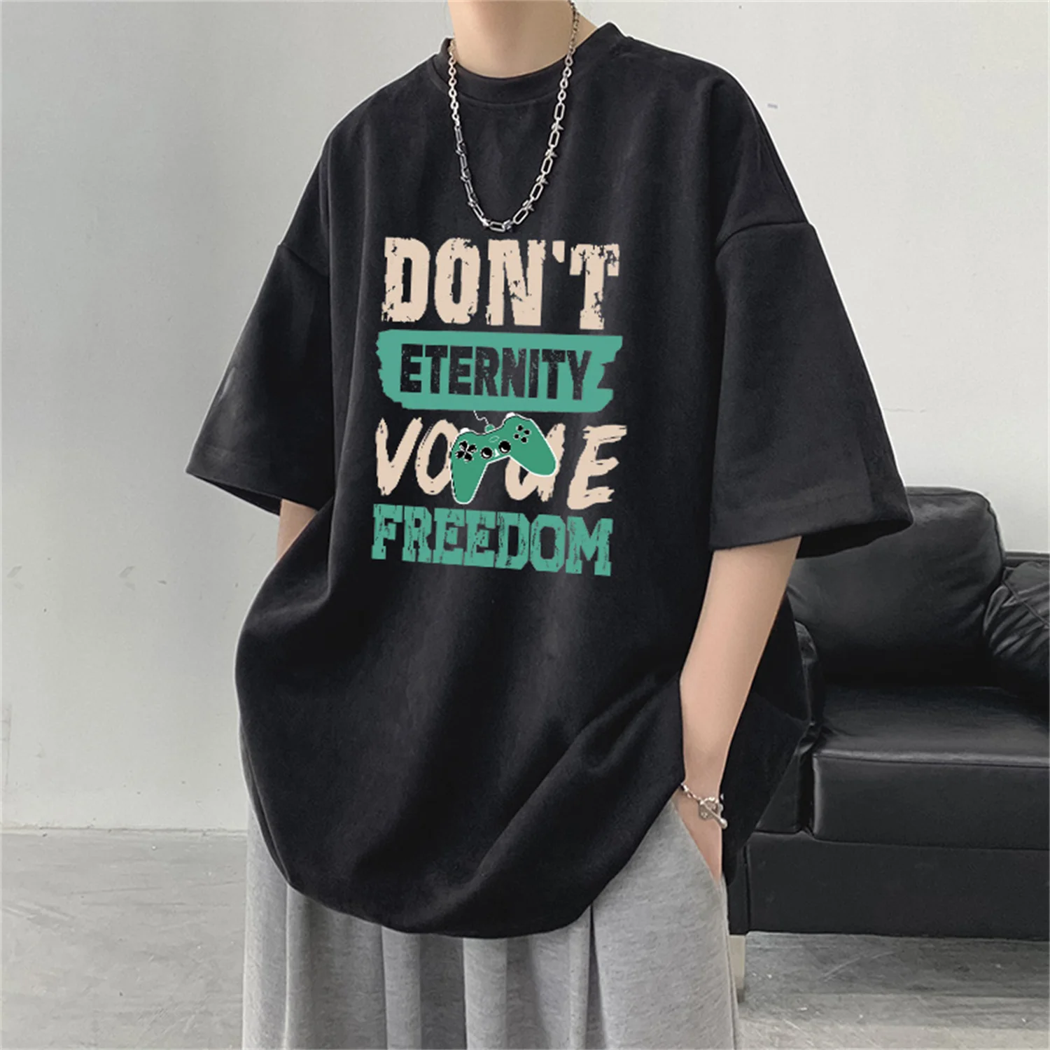 Suede 320g Heavy Duty Fashion Brand Short Sleeve T-shirt for Men's Summer Vintage Letter Printing Couple Half Sleeves S-3XL