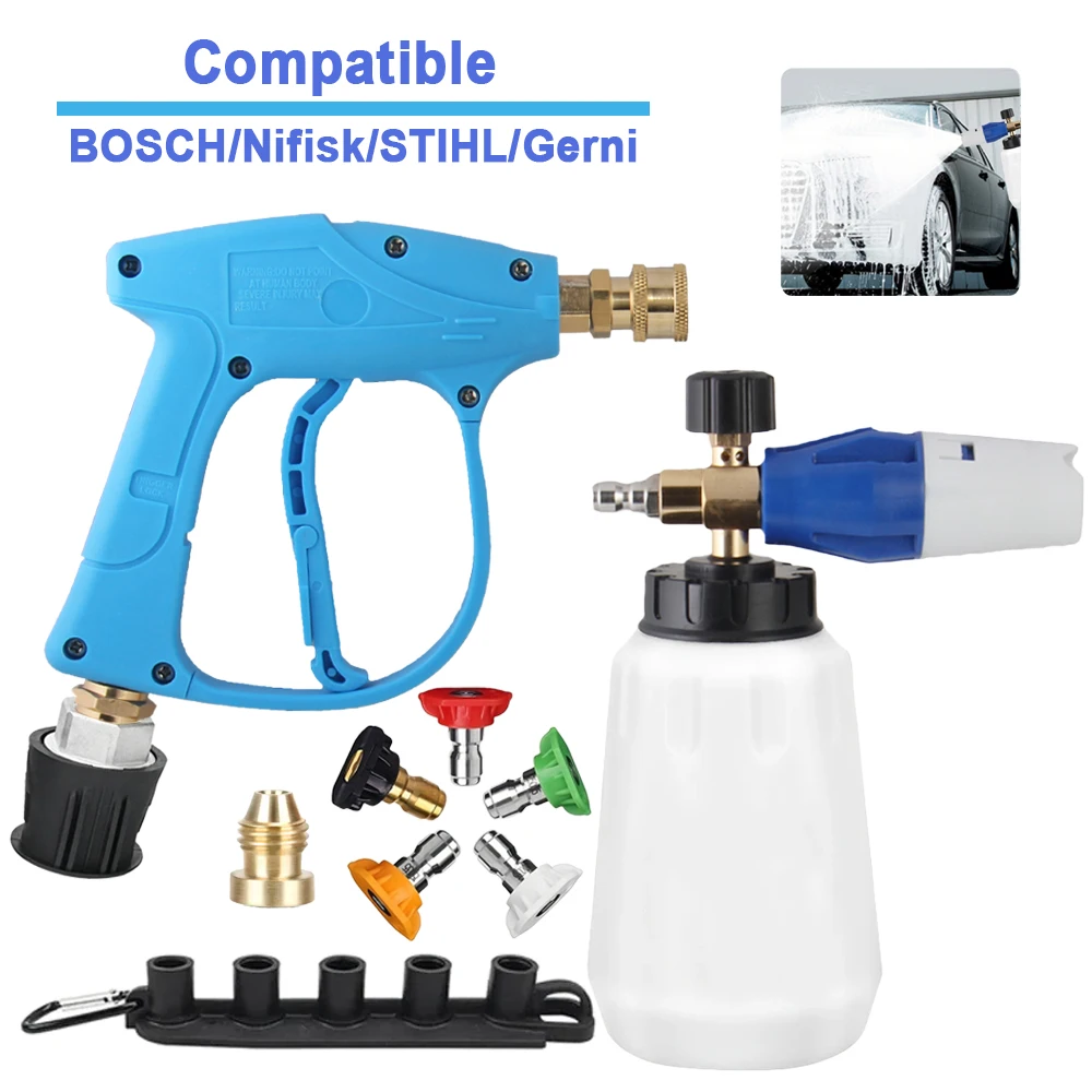 Pressure Washer Gun & PA Foam Cannon Set - Compatible with BOSCH/Nifisk/STIHL/Gerni, Multi-Spray Nozzles Kit
