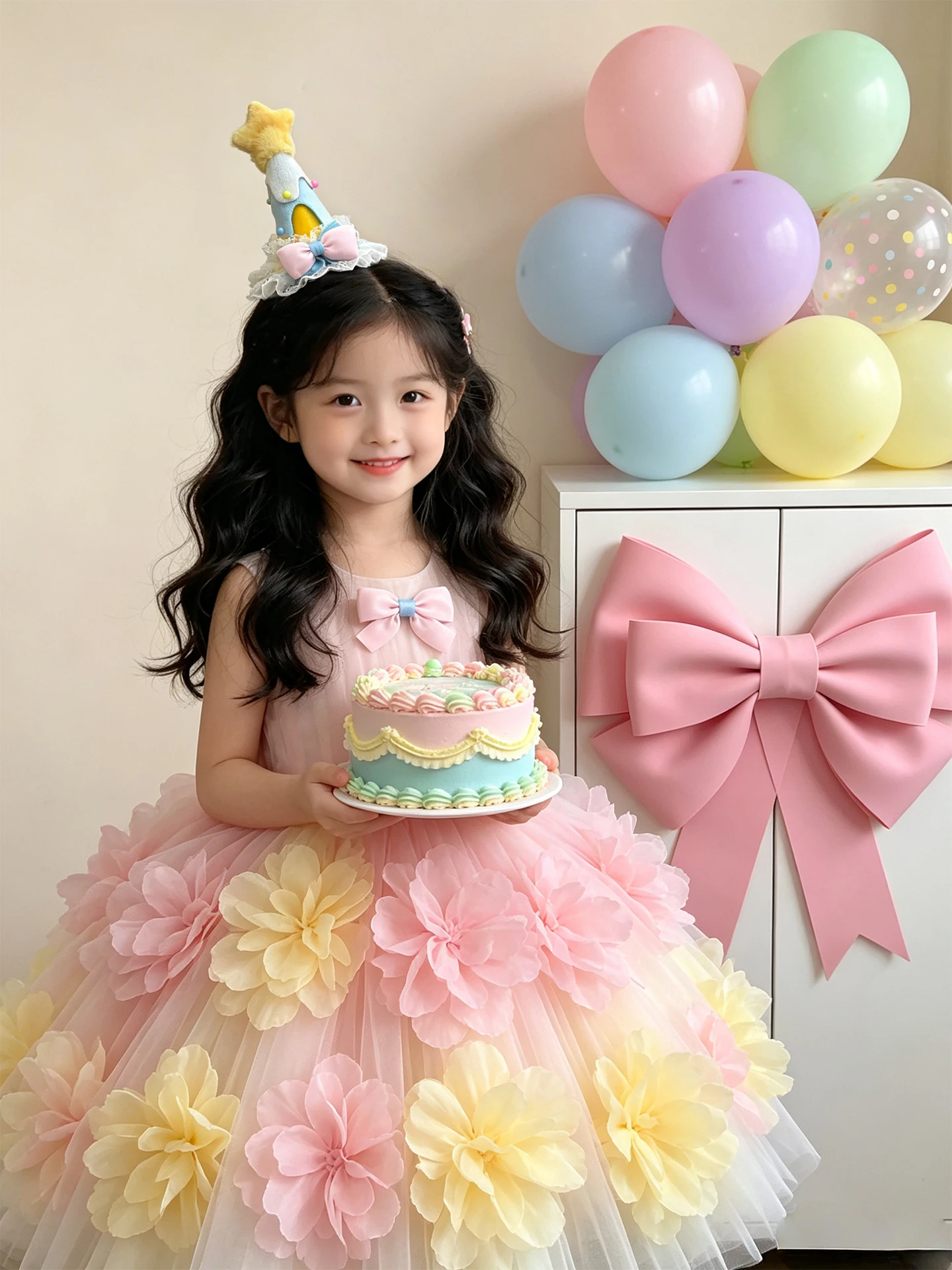 誕生日ガール用ヘッドウェア装飾ヘアクリップ子供用パーティー小道具蝶結び雰囲気を高めるお祝いアクセサリー