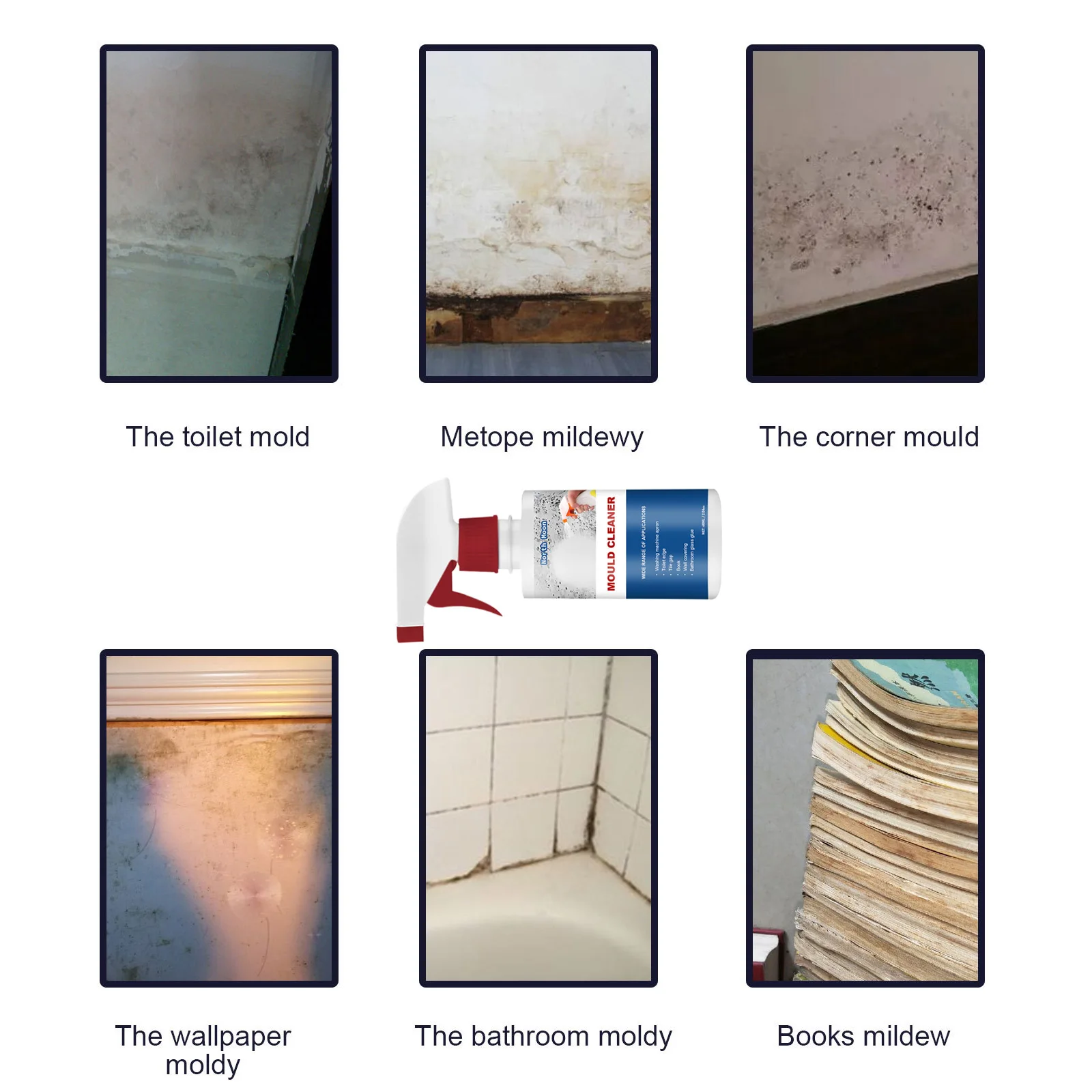 60ml Mildew Cleaning Spray Household Mildew Cleaner Foam Deodorizing Decontaminating High Efficiency for Brick Wall Ceramic Tile