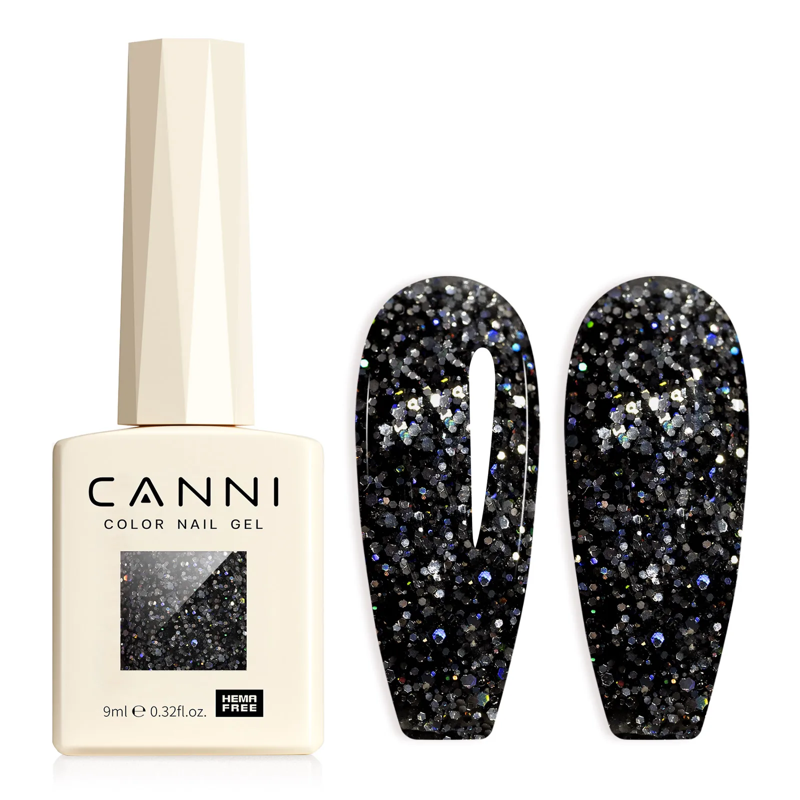 CANNI Nagelgel-Nagellack HEMA TPO FREE 9 ml EU-Standard Soak Off UV LED Diamond Sparkle Pailletten Wunderschöne Farbe Semi Permanent Gel – Detail 5