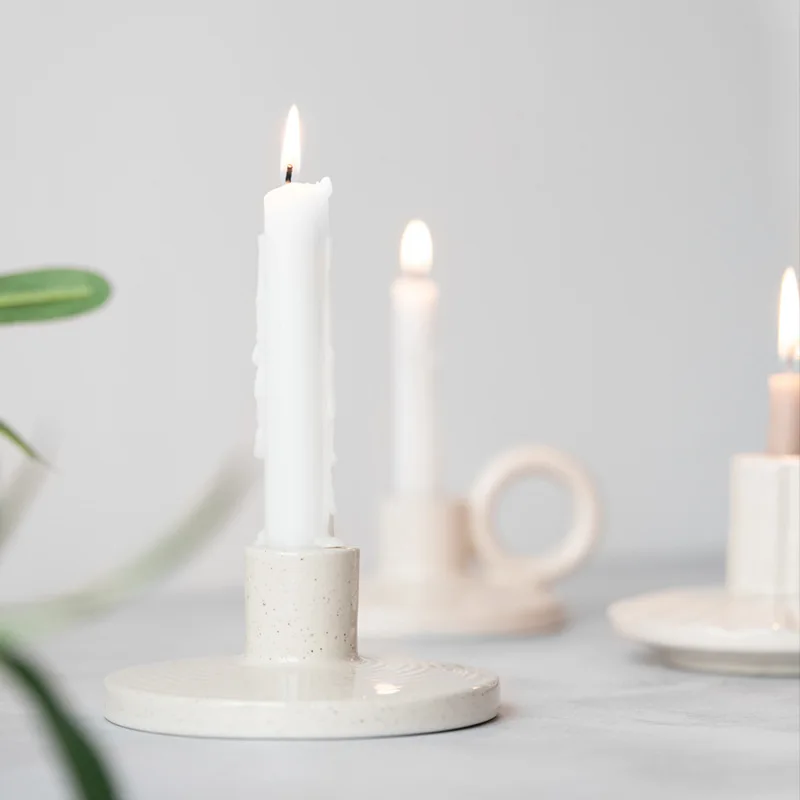 

White Ceramic Candle Holders Nordic Style Candlestick Living Room Decoration Accessories Bar Party Wedding Home Decor Candles