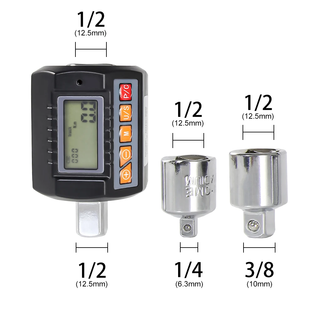 ALLSOME misuratore di coppia digitale regolabile 1/2 per riparazione auto in bicicletta adattatore di coppia digitale misuratore di coppia