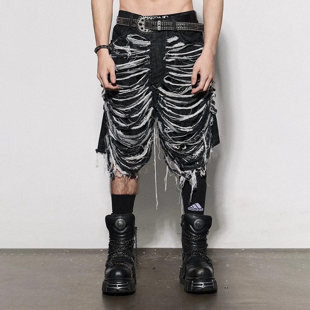 

2025 Summer New Men's Washed Ripped Cropped Jeans Retro American Fashion Street Hip-Hop Loose Breathable Niche Men's Bottoms