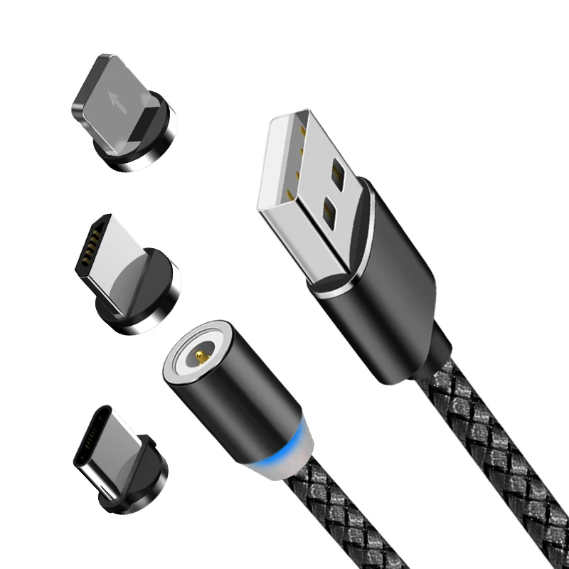 3 in 1 Round Magnetic Phone Cable for Micro/IOS /Type C Cell Phone Fast Charging magnetic usb cable For samsung s9 xiaomi mi a2 - náhled 6