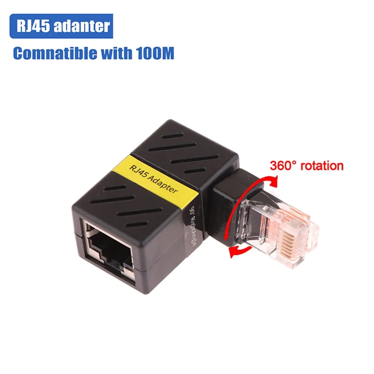 A003 360° Rotatable Network Plug RJ45 Gigabit Adapter 90 Degrees Right Angle Elbow Universal Male to Female Converter