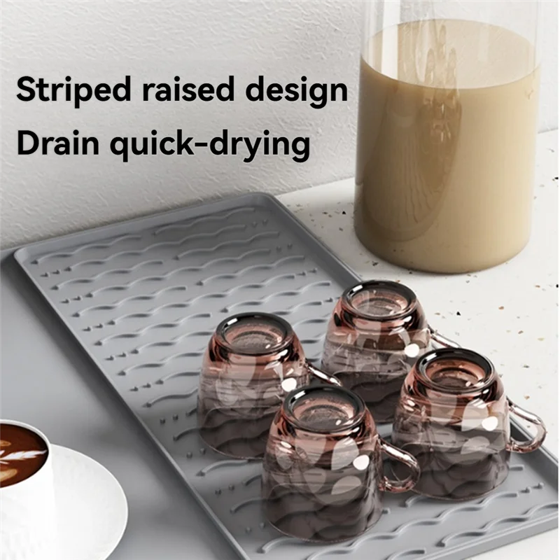 

FGGS-Silicone Coffee Mat 15.75X23.6Inch Coffee Bar Mat With Detachable Dish Drying Mat Easy Clean Coffee Station Mat