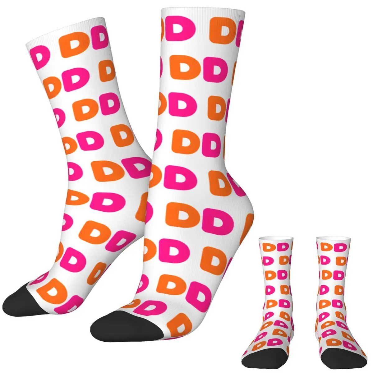 Men's Socks I Love Dunkin Donuts Logo Stockings Autumn Novelty High Quality Socks Custom Skateboard Non-Slip Socks