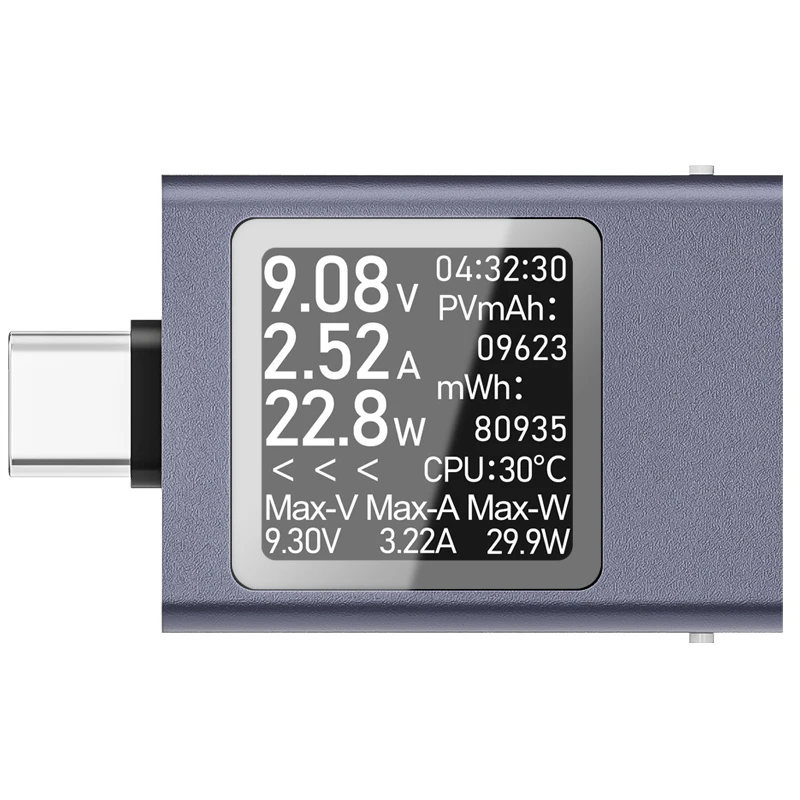 USB-C السلطة متر شاشة ديجيتال تيار مستمر الجهد مقياس التيار الكهربائي السلطة متر وقت العمل مقياس التيار الكهربائي الفولتميتر كابل يو اس بي شاحن الكاشف #5