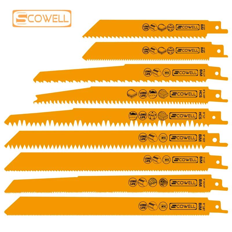 

10pcs Reciprocating Saw Blades Bimetallic Sabre Saw Blade For Wood Cutting Metal Cutting Demolition DIY Tools Blades 4,6,8,9 in