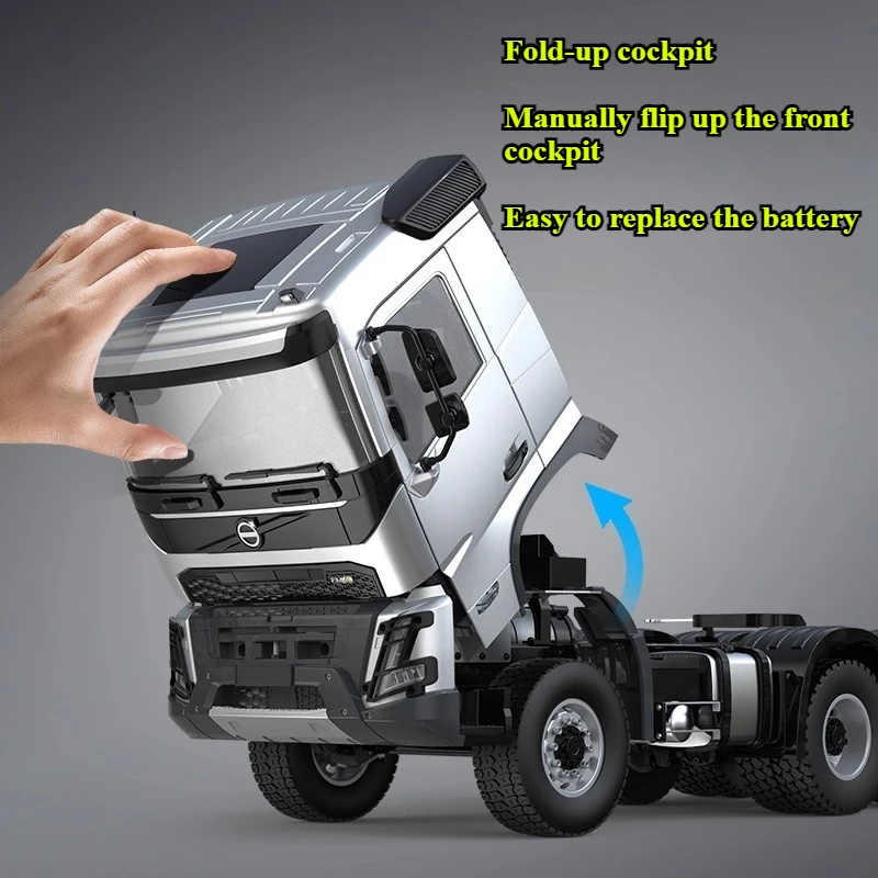 Dubbele E 1/14 6x4 RC Tractor E013-001 Simulatie RC Trailer Model met Verlichtingssysteem Metalen Versnellingsbak RC Auto Model Speelgoed