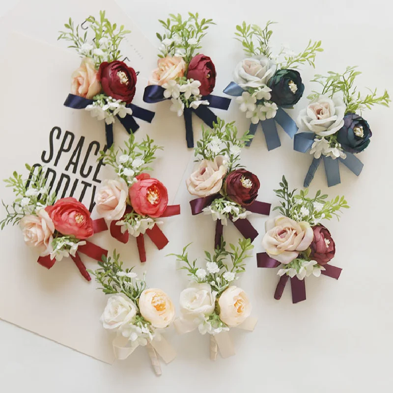 2439Business Celebration corsage handed flower artificial flower wedding supplies photo studio props multicolor