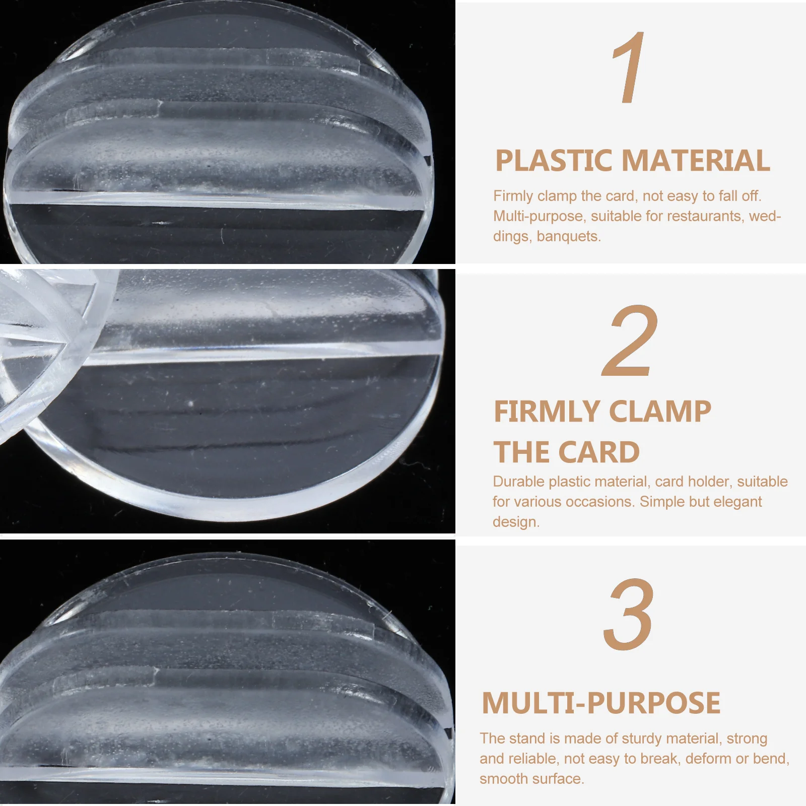 

50pcs Table Game Card Holders Transparent Plastic Stand For Wedding Place Cards Menu Photo Note Clips Table Number Stands