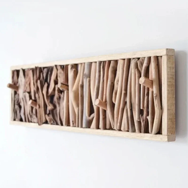 Creative Handmade Wall Coat Rack Solid Wood Wall Hanging Hooks Bedroom Entrance Door Clothes Hanger