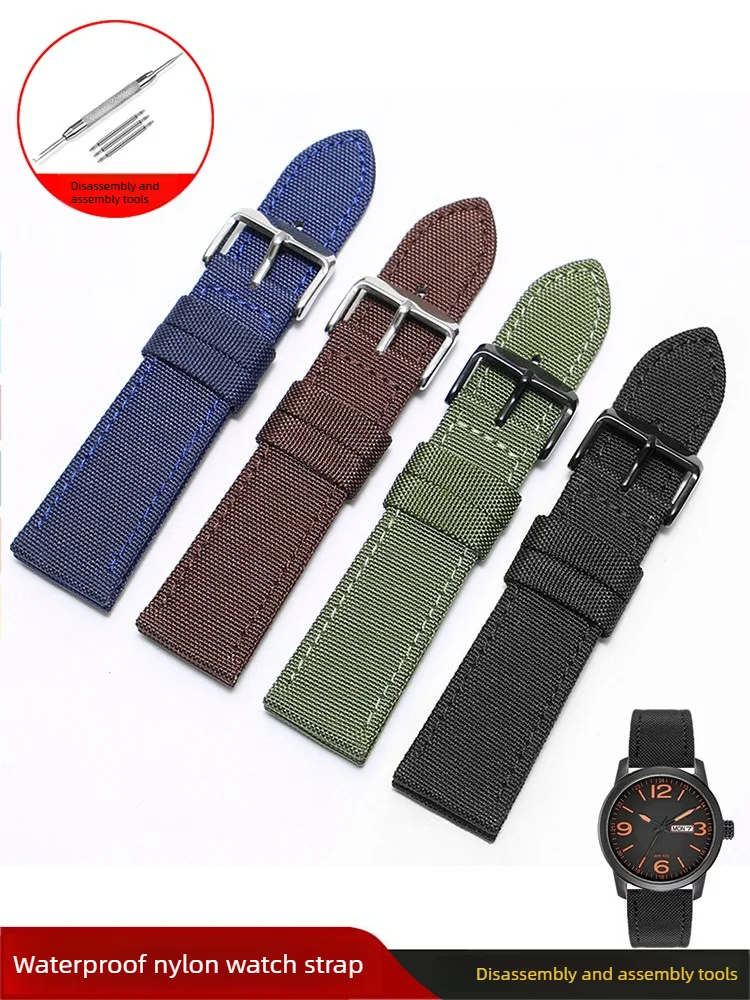 For DW Tissot Omega Mido Timex Casio Huawei Nylon Canvas Watch Strap 19 20 22mm