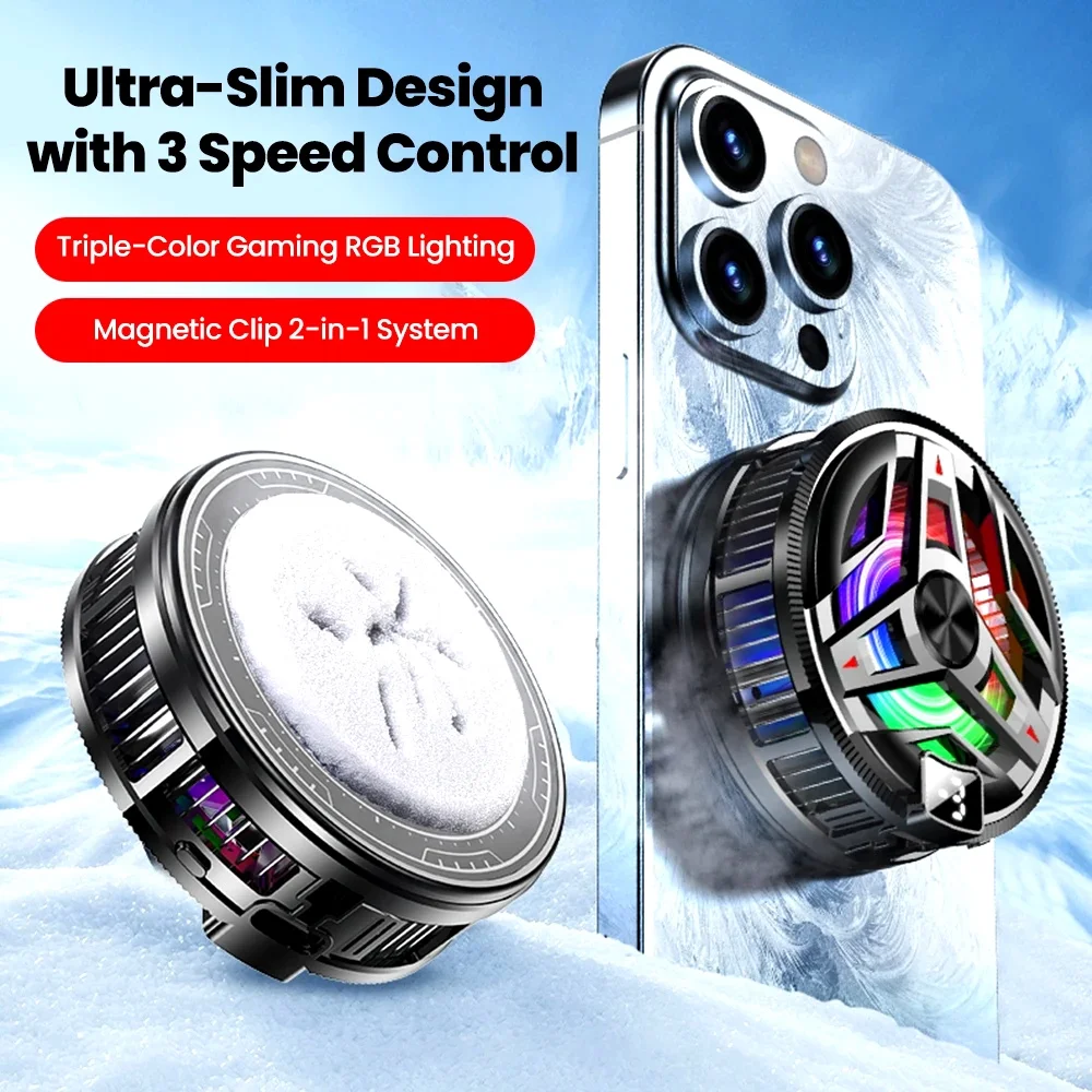 Magnetic Phone Cooler with RGB Lights and Temperature Control