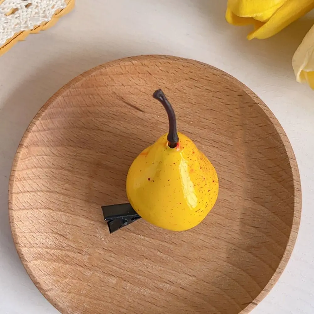 Simple Cherry Simulation Fruit Hairpin Lemon Fake Food Cute Hair Clip Peach Cartoon Kids