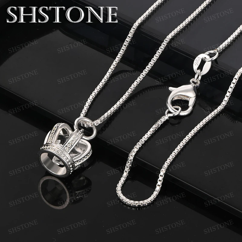 

Hot Classics 925 Sterling Silver Crown Pendant Necklace 4 Chain Women Fine Pretty Jewelry Anniversary Party Gift Accessories