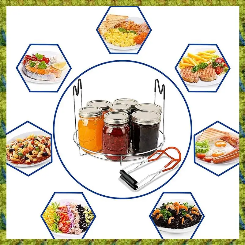 UISN 4 Pieces Canning Kit, 1PC Canning Rack+ 1PC Canning Jar Lifter Tong+ 2PC Canning Funnels, Canning Supplies Canning