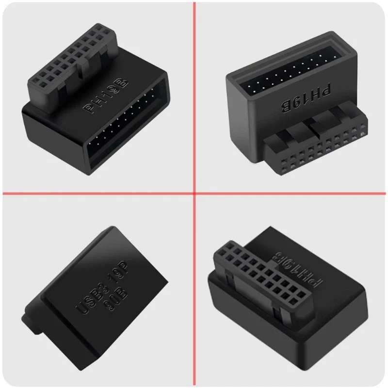 1-6PCS Desktop Computer Motherboard USB 3.0 Connection Adapter 19p 20p Vertical Plug Needle 90° Turn Installed Steering Elbow