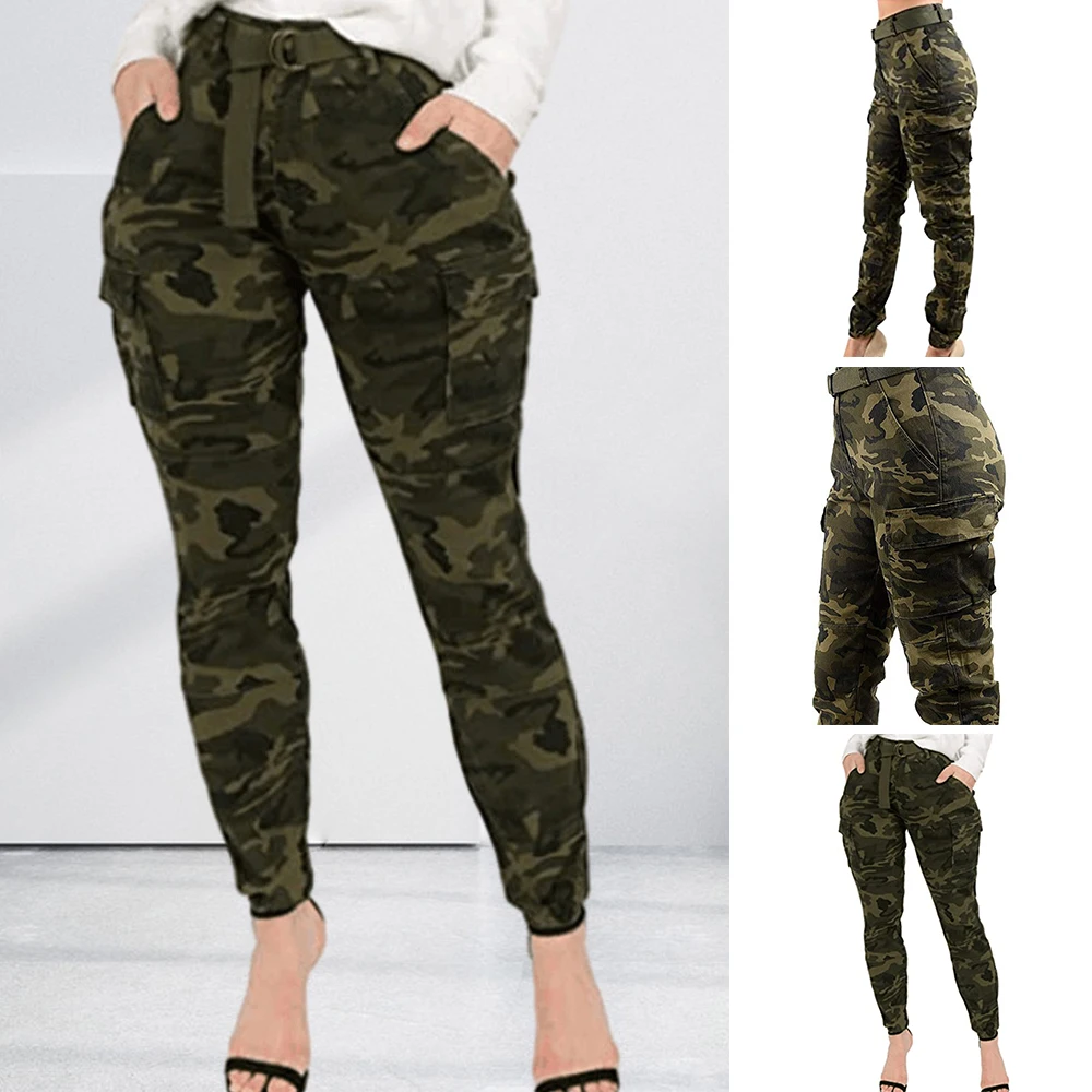 Spring Women's Plus Size 3xl Camo Jogger Cargo Pants High Waist Slim Casual Trousers For Women Running Walking Breathable Pants