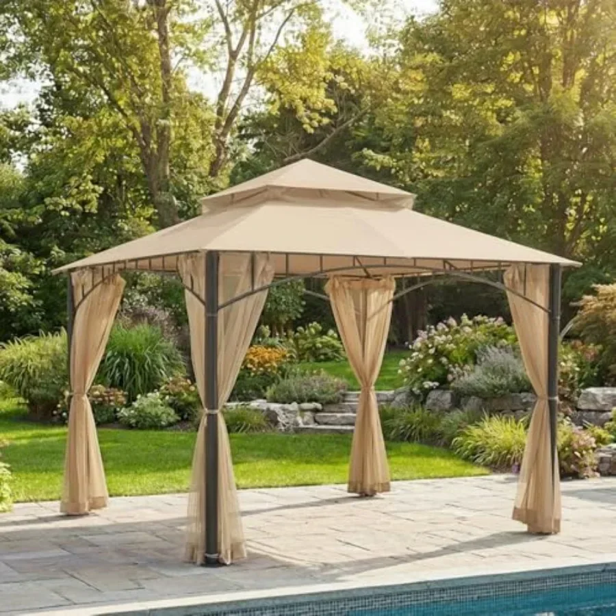 Durable 350 Replacement  Top Compatible with Summer Veranda 10' x 10' Gazebo Models L-GZ093PST G-GZ093PST TGZ093 Beige