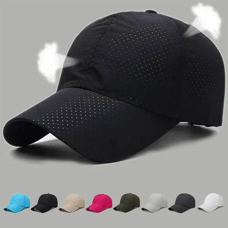 Gorra de béisbol con cierre trasero para hombre y mujer, gorro de malla de secado rápido, transpirable, ajustable, para exteriores, verano, 2024