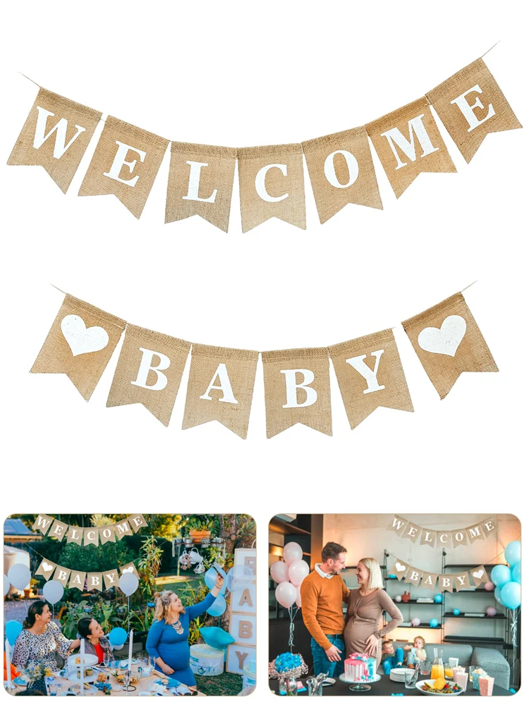 Welkom Baby teken banner pasgeboren geboorte teken voor meisjes jongens baby aankondiging teken decoraties banners - afbeelding 2