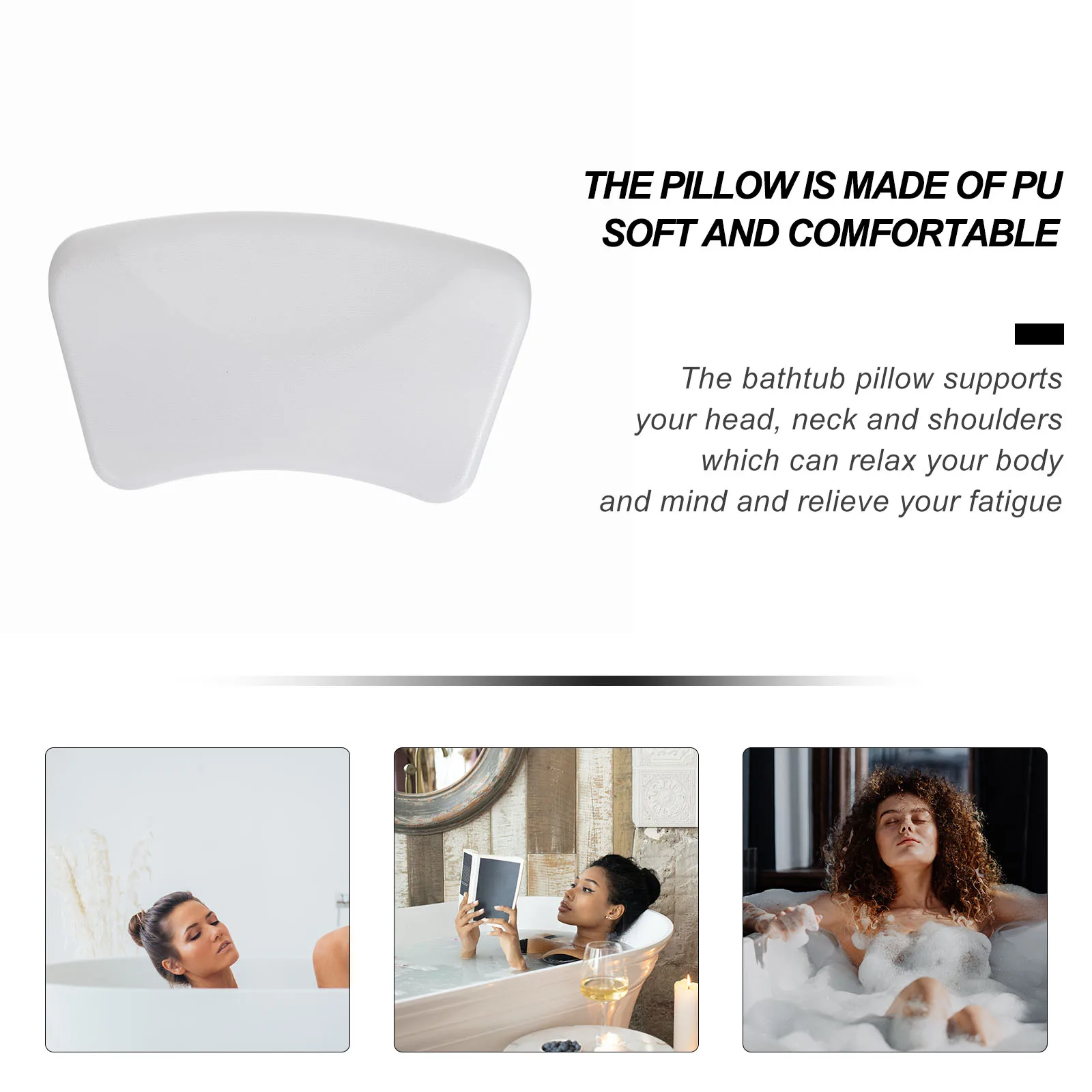 

1pc Bathtub Pillow White Bath Neck Support Cushion Household Shower Pillow Durable Bathroom Accessory Head Cushion For Home