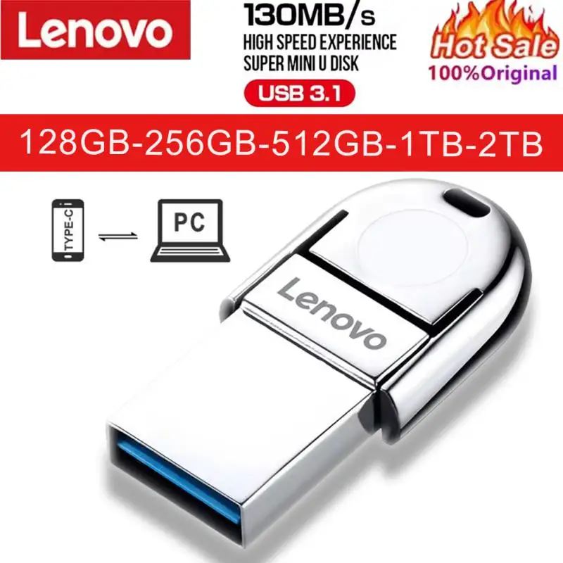 Lenovo 2TB Original USB Flash Drives USB 3.0 Metal High Speed Pendrive Real Capacity Memory Portable WaterProof U Stick For PC