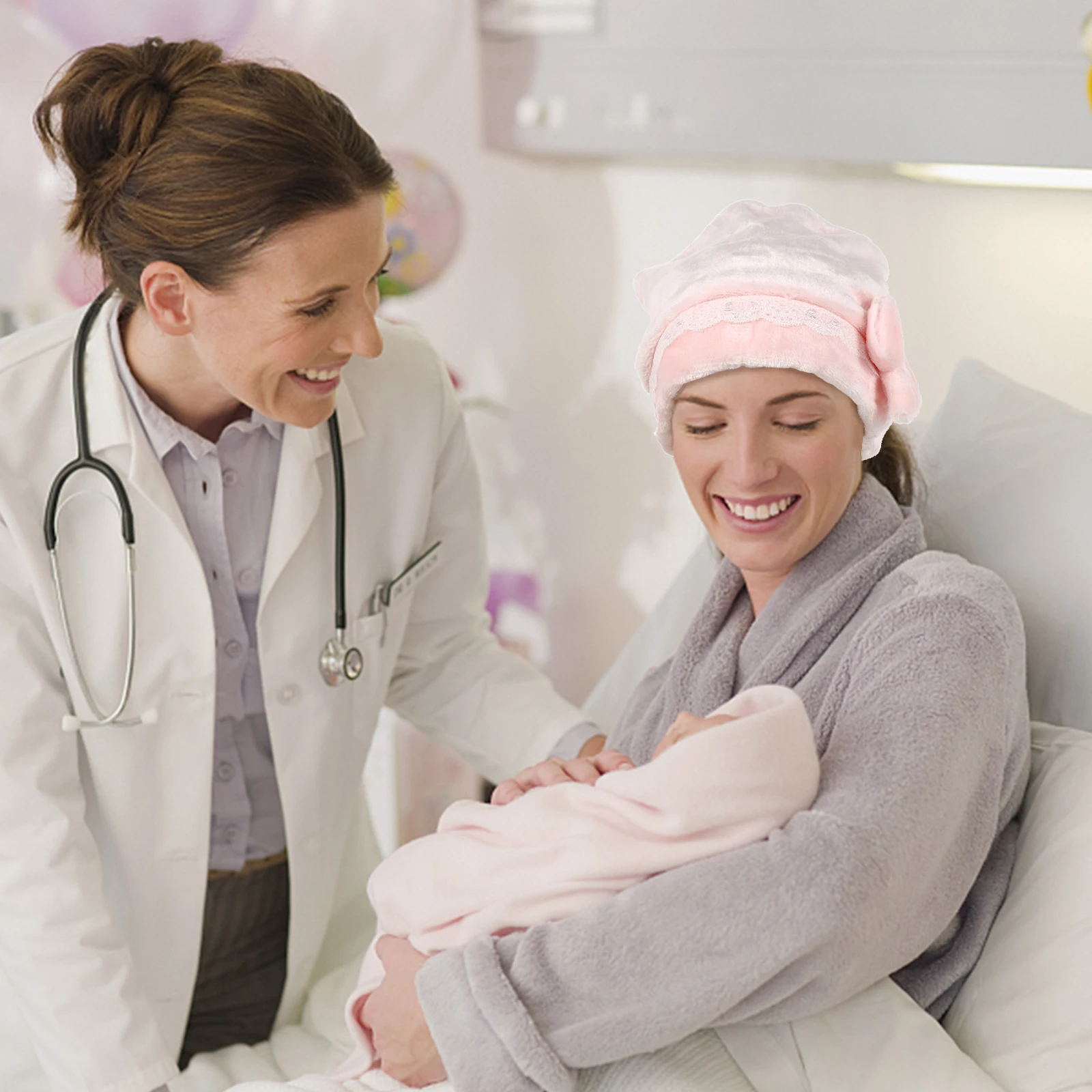 

2pcs Flannel Postpartum Confinement Hats For Women Thick Winter Sleep Caps Cozy Breathable Nursing Turban Warm Hat Pregnant Mom