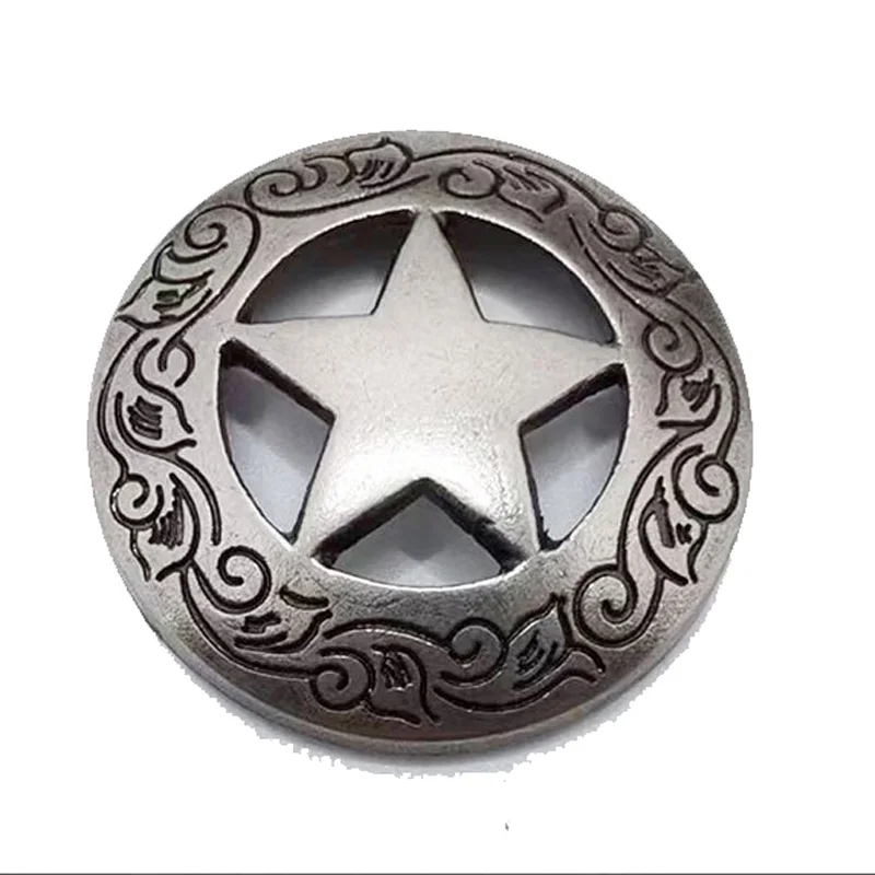 2Pcs Alloy Screwback Conchos Rivets Western Star Decorative Shank Buttons DIY Leathercraft Wallet Bag Saddle Belt Ornament