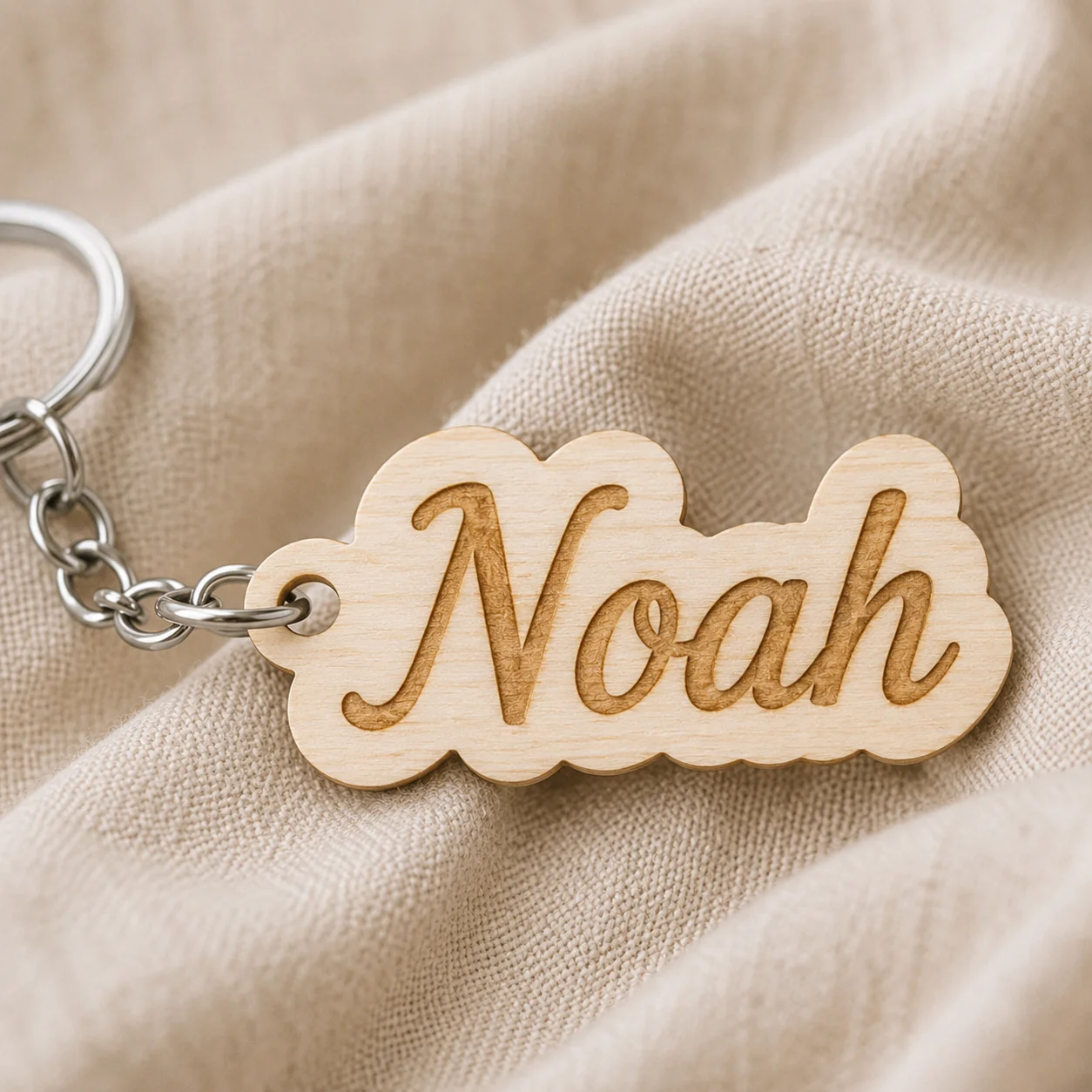 Custom Wooden Keychain Personalized Keychain Laser Engraved Wood Key Ring Handmade Gift Name Logo Design For Mom Family Friends