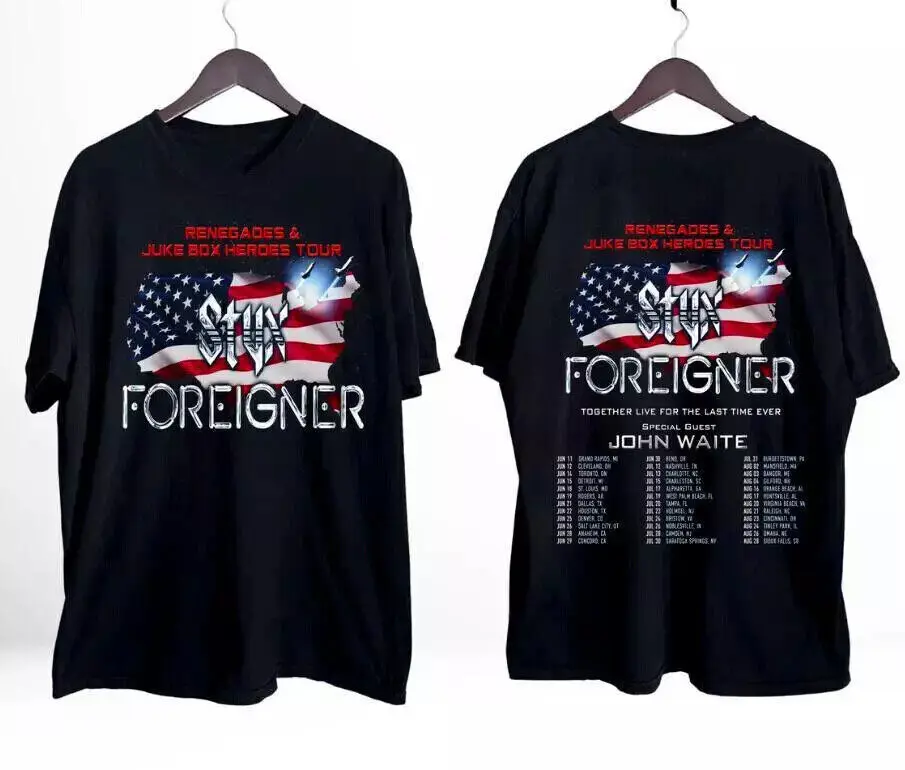 Foreigner and Styx Tour 2024 Black T-shirt Gift For Fan