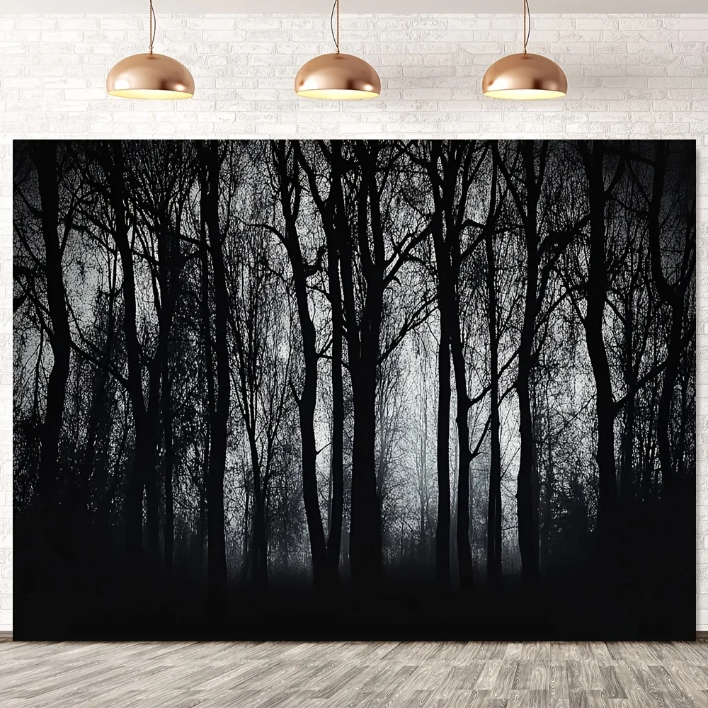 2D flach 1 Stück Black Forest Pine Winterszene Polyester-Hintergrundstoff, geeignet für Heim- und Partyfotografie-Hintergründe