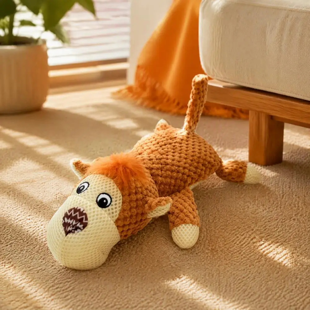 Tear Resistant Dog Toys Squeaky Plush Dog Toy with Sound Durable Mesh Splicing Chew Toy Training Toy for Dogs Rhino Monkey