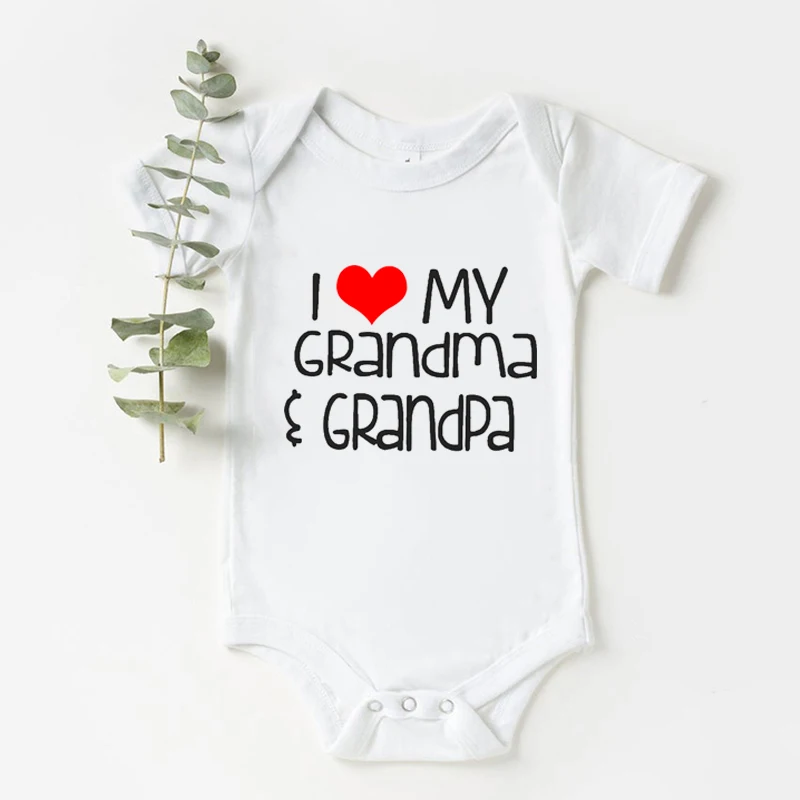 

Summer Clothing I Love My Grandma Grandpa Print Baby Bodysuit Cute Short Sleeve Infant Baby Bodysuits Jumpsuits Clothes