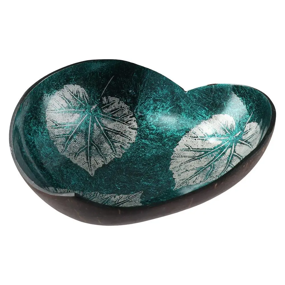 Easy-to-clean Coconut Shell Heart Candy Bowl Blue 14*14*3 CM Key Bowl Coconut Bowl Home