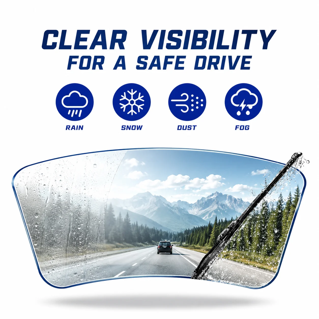 For Toyota Land Cruiser Prado J90 1996‑2002 2Pcs U‑Hook Front Windshield Wipers, Rubber Quiet Replacement Wiper Blades 19"+18" - view 6