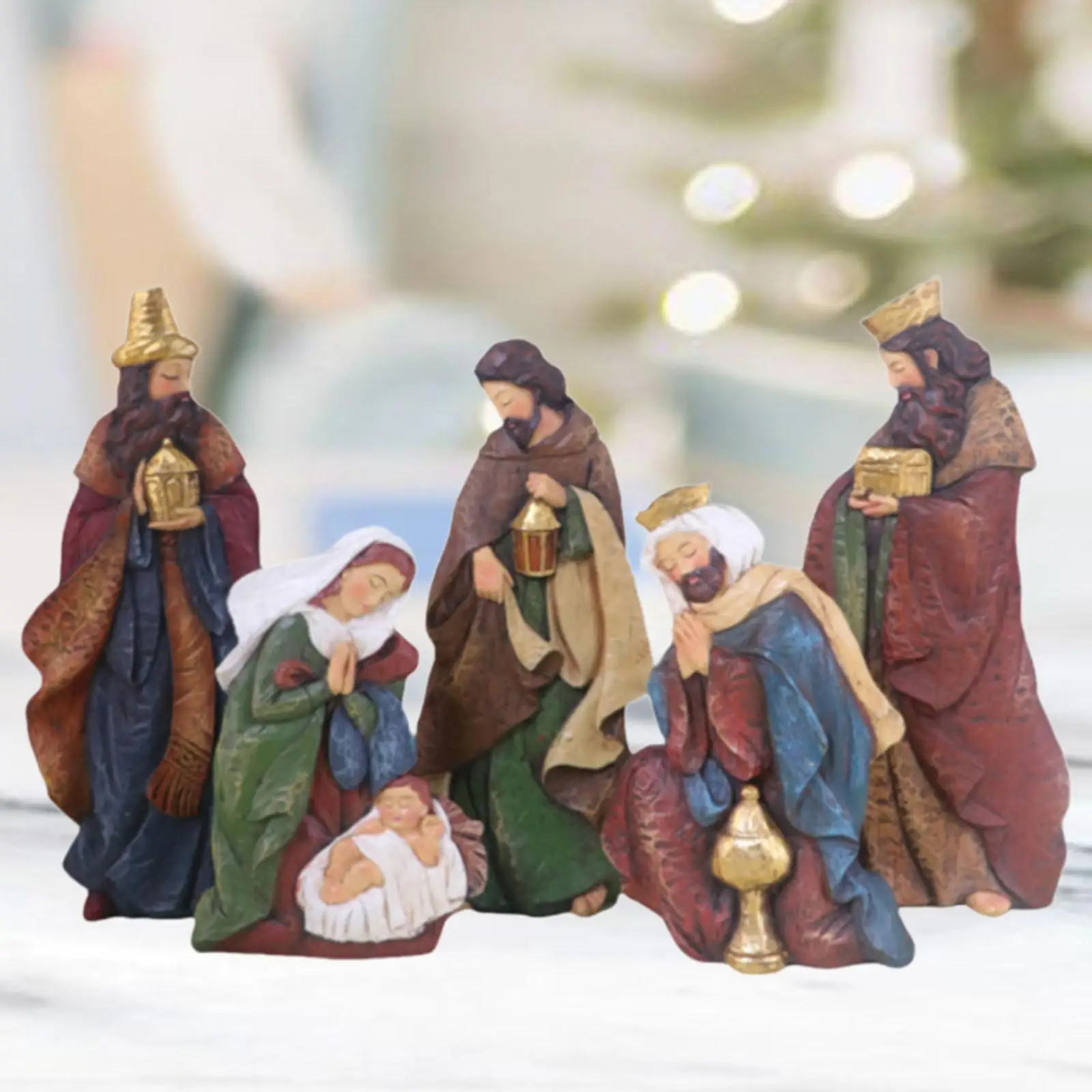 

Nativity Scene Ornament Set Resin Statue Art Craft for Office Shelf Festival